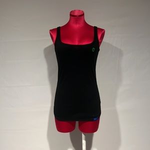 Adidas Originals Black Ribbed Tank Top with buttons on back & side scrunch